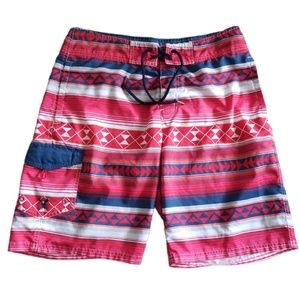 American Eagle Men's Swim‎ Geometric Striped Board Shorts Sz. M